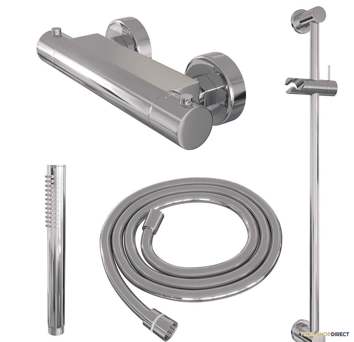 Douchekraanset Brauer Chrome Edition Opbouw Met Glijstang En Staafhanddouche Chroom – afbeelding 3