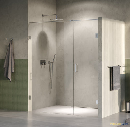 BRAUER Void nisdeur 2-delig helder glas 180x200 omkeerbaar met draaideur 70 aan muur incl. glascoating PVD RVS-kleurig
