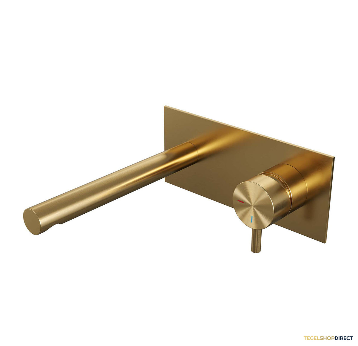 Inbouw Wastafelmengkraan Brauer Gold Edition Coldstart Rechte Uitloop Korte Ronde Hendel Rechts Geborsteld Goud PVD Met Afdekplaat