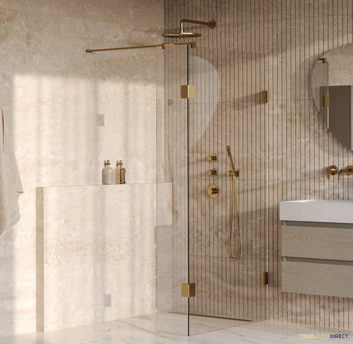 BRAUER Void inloopdouche helder glas 90x200 met 40 zijwand incl. glascoating PVD goud geborsteld