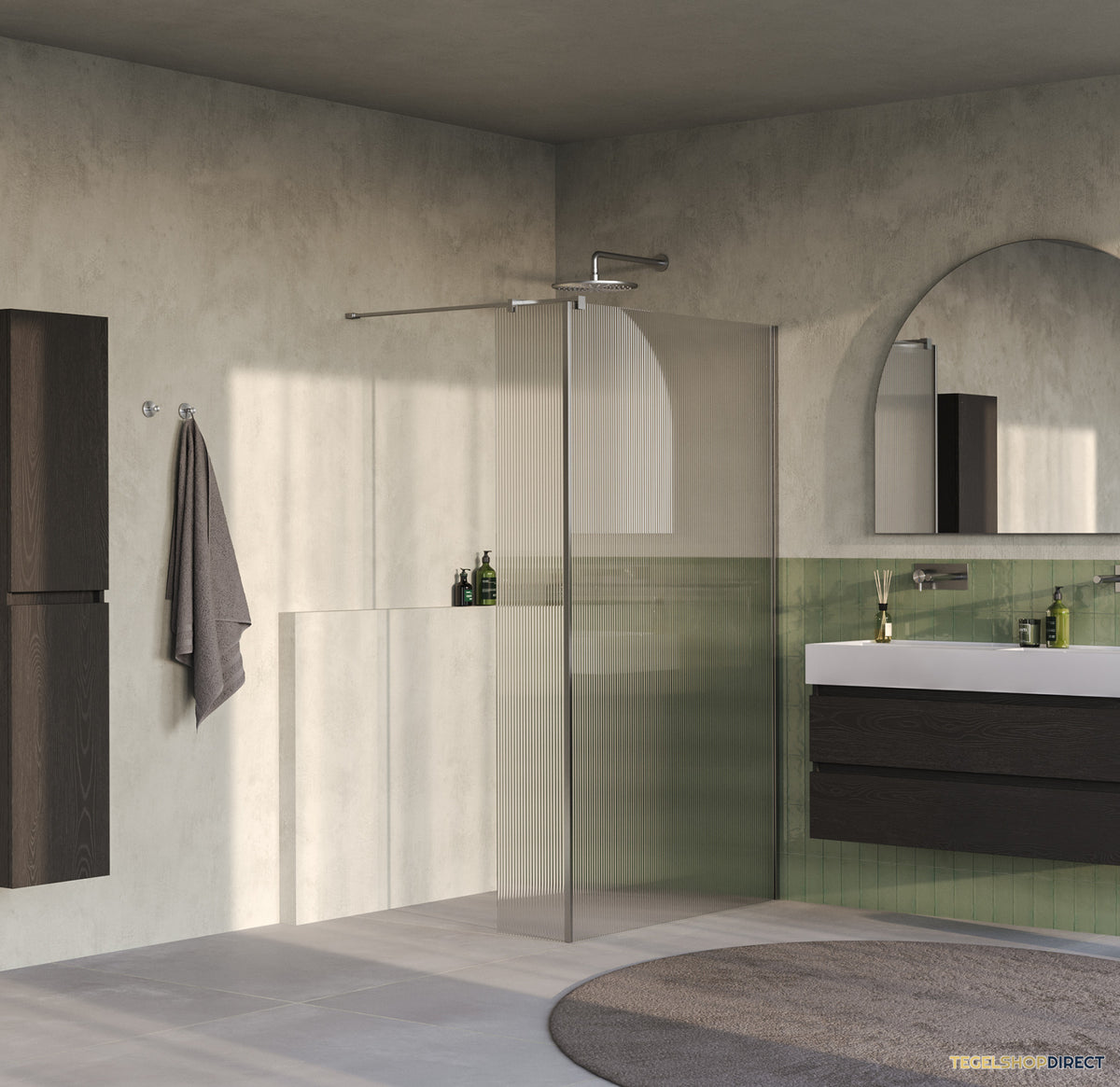 BRAUER Oblivion Flow inloopdouche helder ribbelglas 120x200 met zijwand 30 incl. glascoating Geborsteld RVS PVD – afbeelding 2