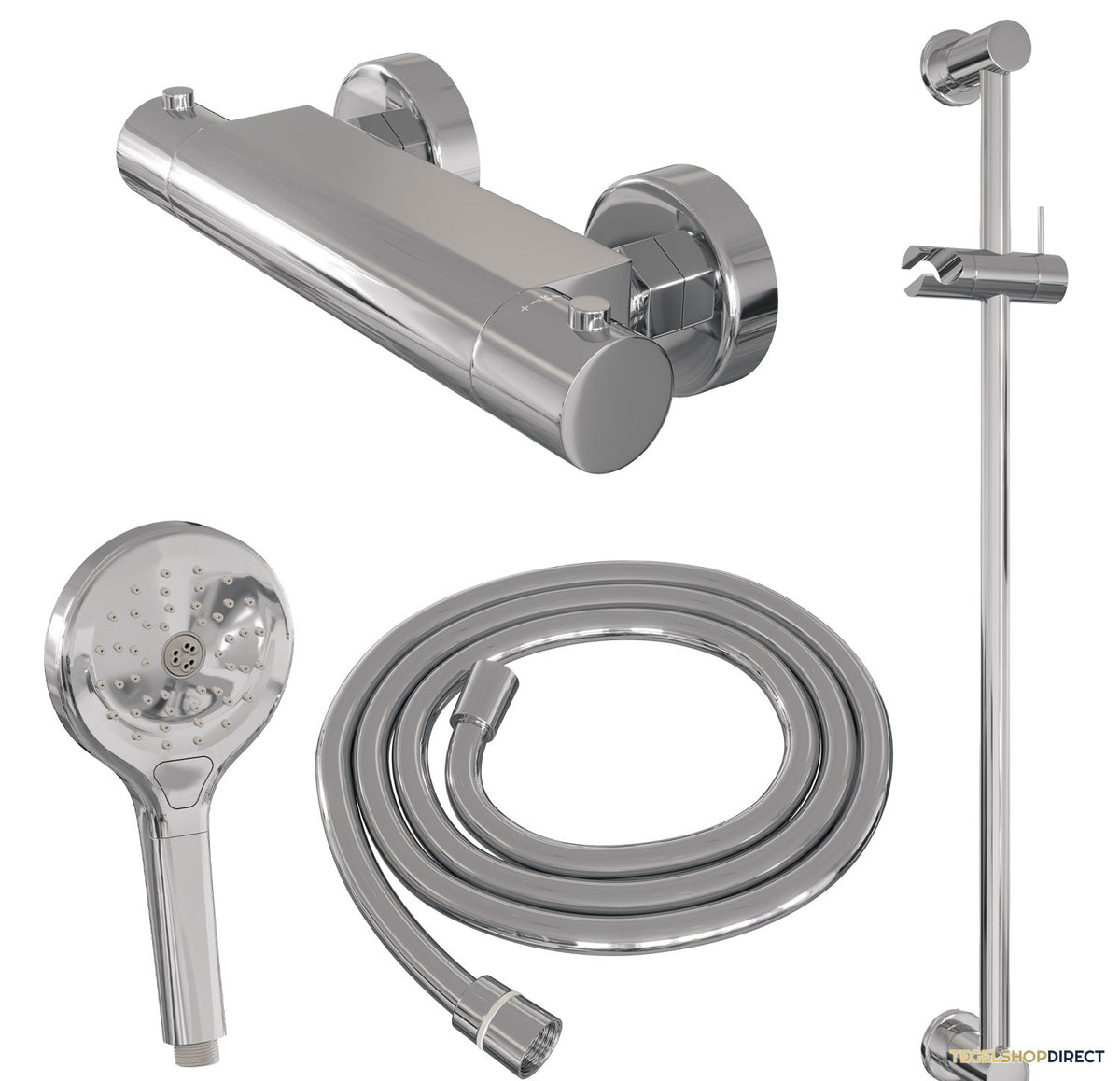 Douchekraanset Brauer Chrome Edition Opbouw Met Glijstang En Ronde Handdouche Chroom – afbeelding 3