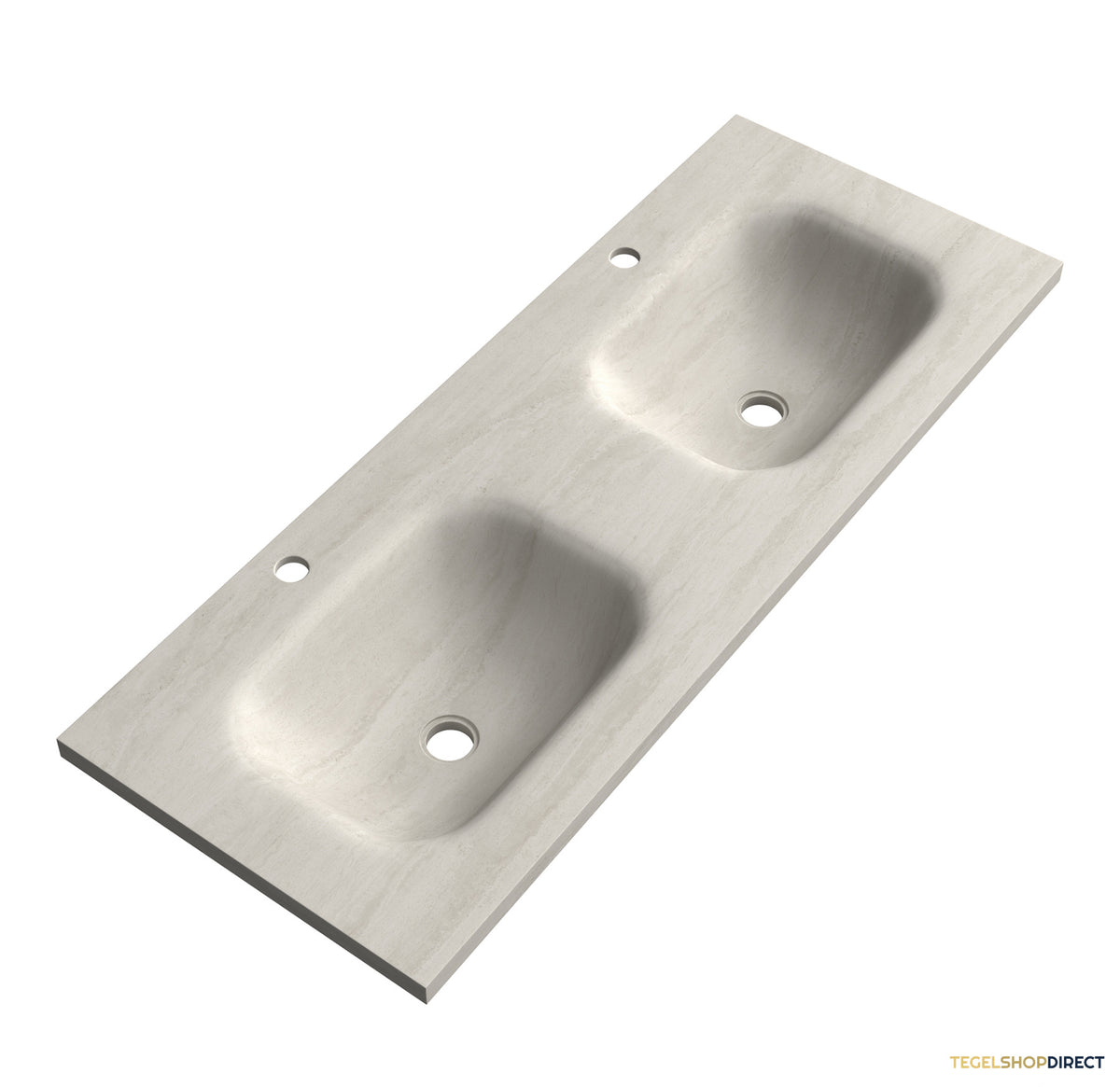BRAUER Dune Medium wastafel 120 cm met 2 wasbakken en 2 kraangaten Sintered Stone Ivory Travertin – afbeelding 4