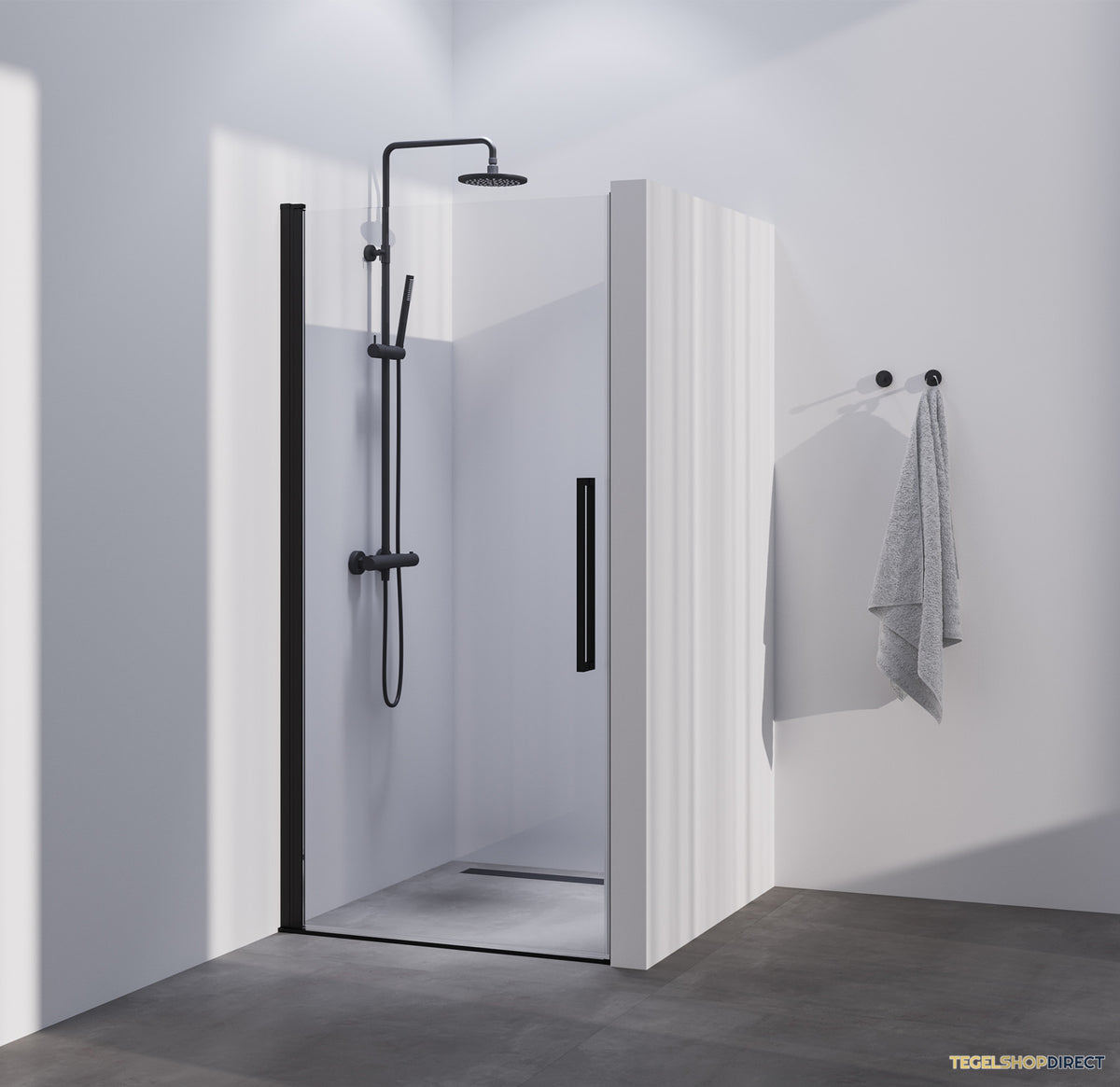 BRAUER Season nisdeur model A met draaideur helder glas 100x200 omkeerbaar incl. glascoating Season-Mat Zwart – afbeelding 2