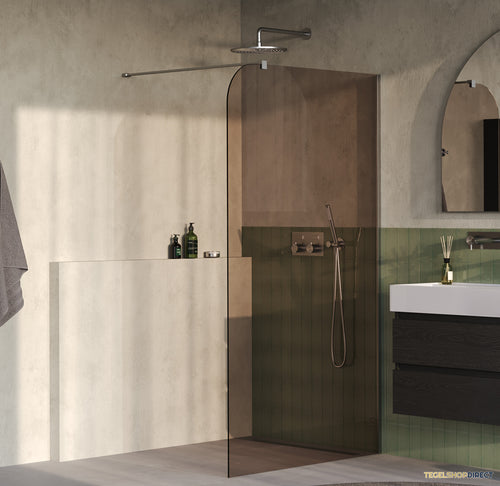 BRAUER Orion inloopdouche brons glas 120x200 incl. glascoating Geborsteld RVS PVD