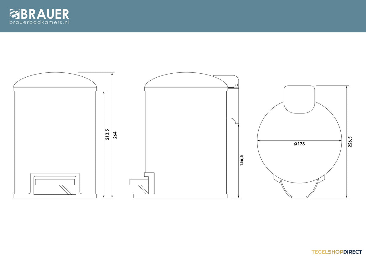 Pedaalemmer Brauer Black Edition 3L Mat Zwart – afbeelding 3