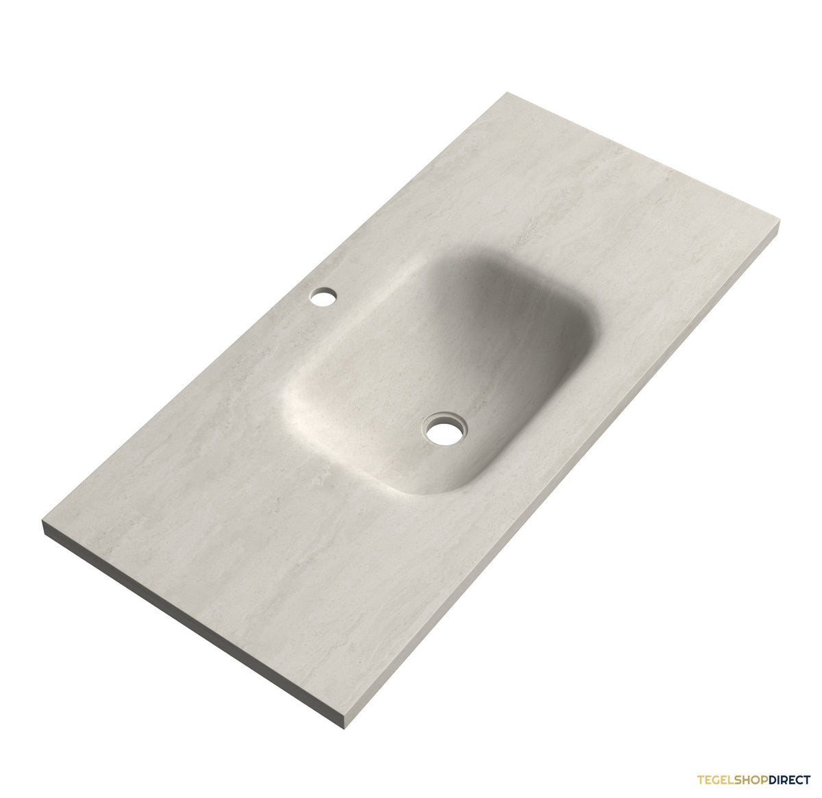BRAUER Dune Medium wastafel 100 cm met 1 wasbak en 1 kraangat Sintered Stone Ivory Travertin – afbeelding 4