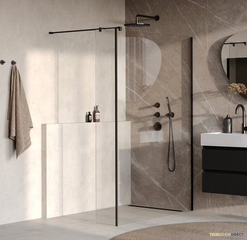 BRAUER Oblivion inloopdouche helder glas 140x200 met zijwand 40 incl. glascoating mat zwart