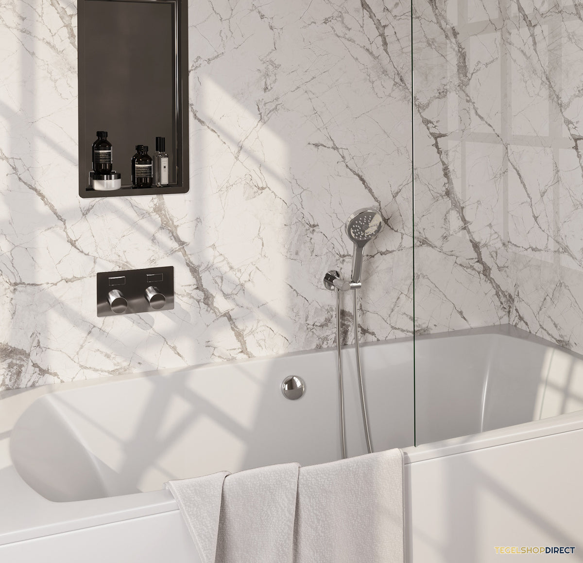Inbouwthermostaat set Brauer Carving Met Drukknoppen Incl Baduitloop en Afvoer Chroom (Keuze Handdouche) – afbeelding 2