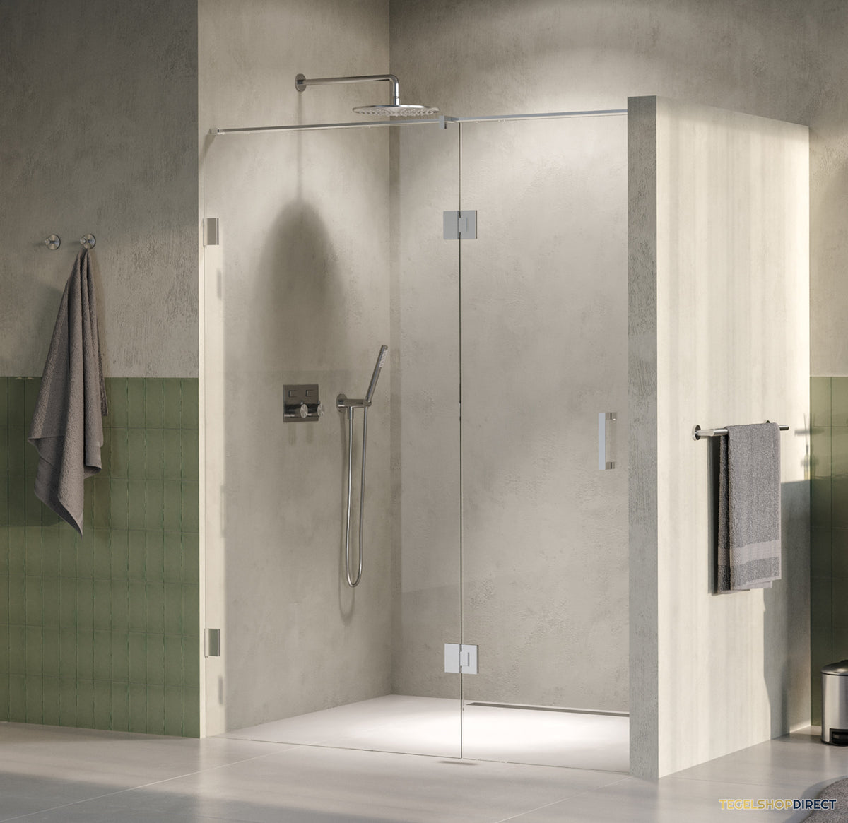 BRAUER Void nisdeur 2-delig helder glas 160x200 omkeerbaar met draaideur 70 aan glas incl. glascoating PVD RVS-kleurig