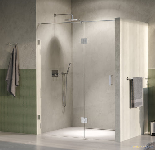 BRAUER Void nisdeur 2-delig helder glas 160x200 omkeerbaar met draaideur 70 aan glas incl. glascoating PVD RVS-kleurig