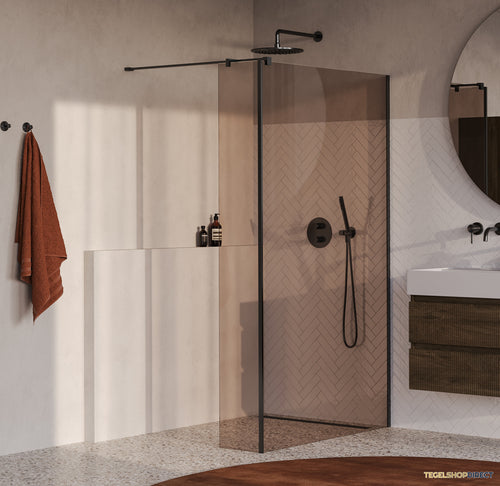 BRAUER Oblivion inloopdouche brons glas 120x200 met zijwand 30 incl. glascoating PVD gunmetal geborsteld