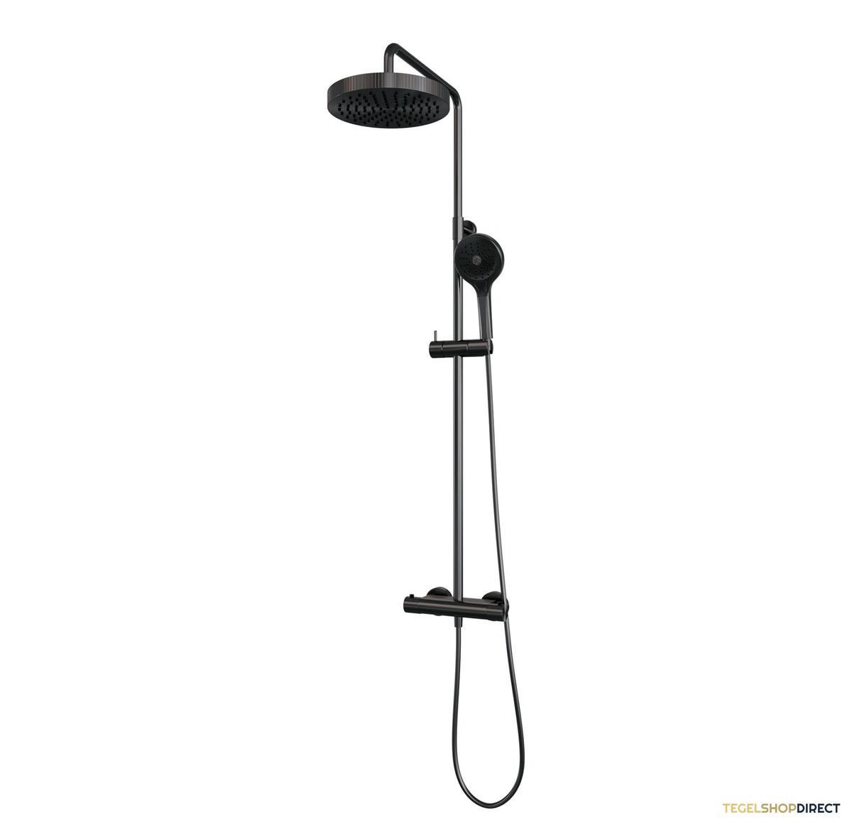 TWEEDEKANS - Brauer Stripe opbouw thermostatische regendouche SET 02 met 25 cm hoofddouche en 3-standen handdouche en doucheslang gunmetal geborsteld PVD – afbeelding 3