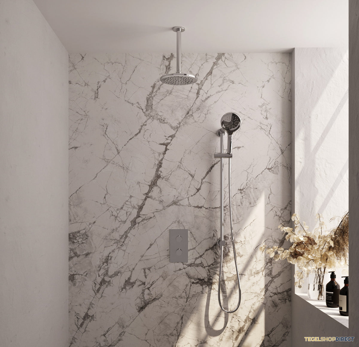 Inbouw Regendouche Set Brauer Chrome Edition Plafond Uitloop Ronde Hoofddouche 20 cm Met Glijstang en Handdouche 3 Standen