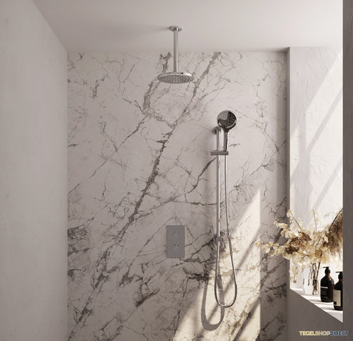 Inbouw Regendouche Set Brauer Chrome Edition Plafond Uitloop Ronde Hoofddouche 20 cm Met Glijstang en Handdouche 3 Standen