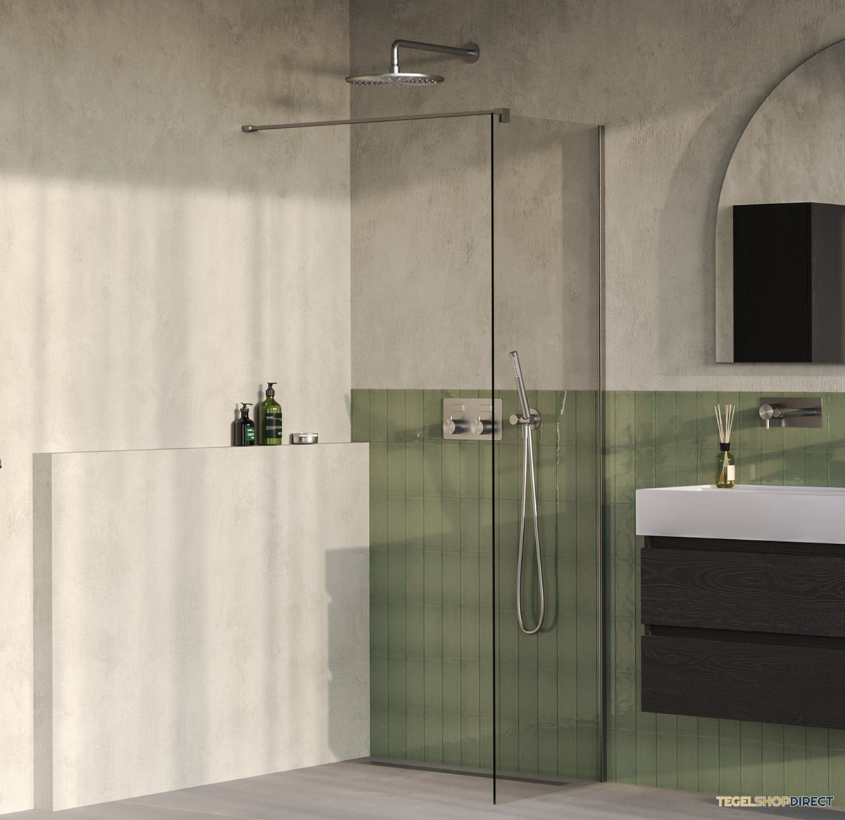 BRAUER Oblivion inloopdouche helder glas 60x200 incl. glascoating PVD RVS-kleurig geborsteld
