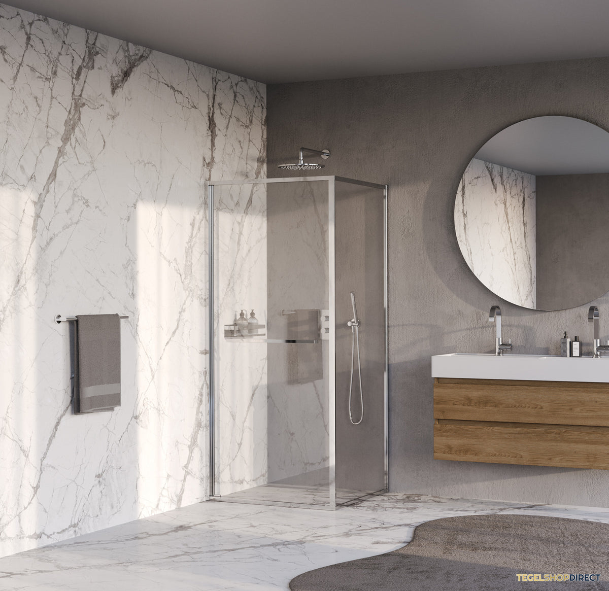 BRAUER Luminis Douchecabine 2-Delig Naar Binnen Draaiend 90x90x200 Omkeerbaar Helder Glas Incl. Glascoating Chroom – afbeelding 2