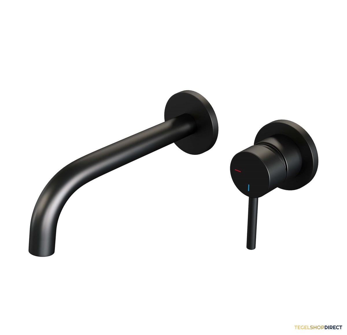 Inbouw Wastafelmengkraan Brauer Black Edition Coldstart Gebogen Uitloop Ronde Hendel Rechts Mat Zwart Met Rozetten