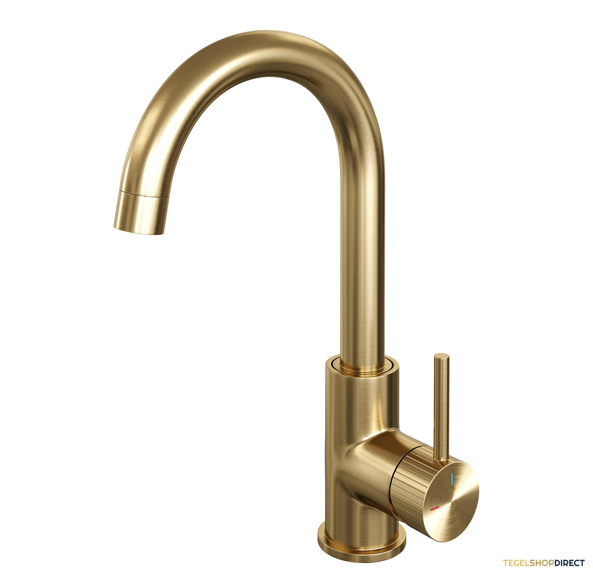 Brauer Stripe hoge opbouw wastafelmengkraan met draaibare ronde uitloop model A goud geborsteld PVD