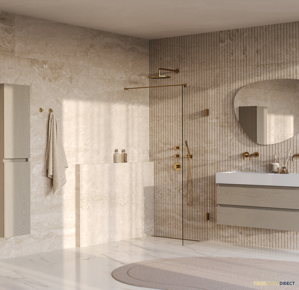BRAUER Void inloopdouche helder glas 50x200 incl. glascoating PVD goud geborsteld – afbeelding 2