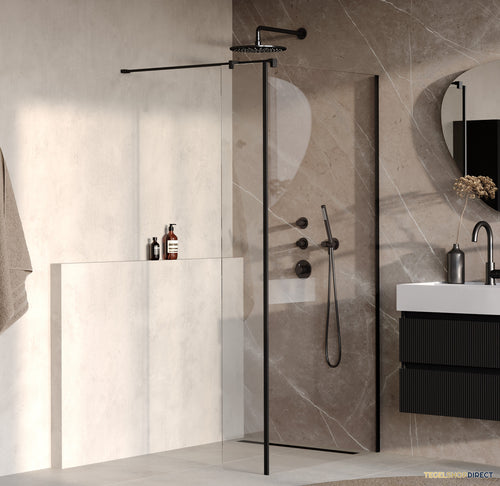 BRAUER Oblivion inloopdouche helder glas 90x200 met zijwand 40 incl. glascoating mat zwart