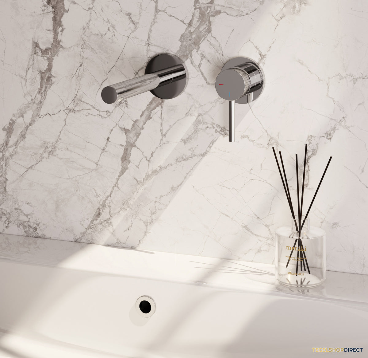 Brauer Stripe inbouw wastafelmengkraan met rechte uitloop en rozetten model A1 chroom – afbeelding 2