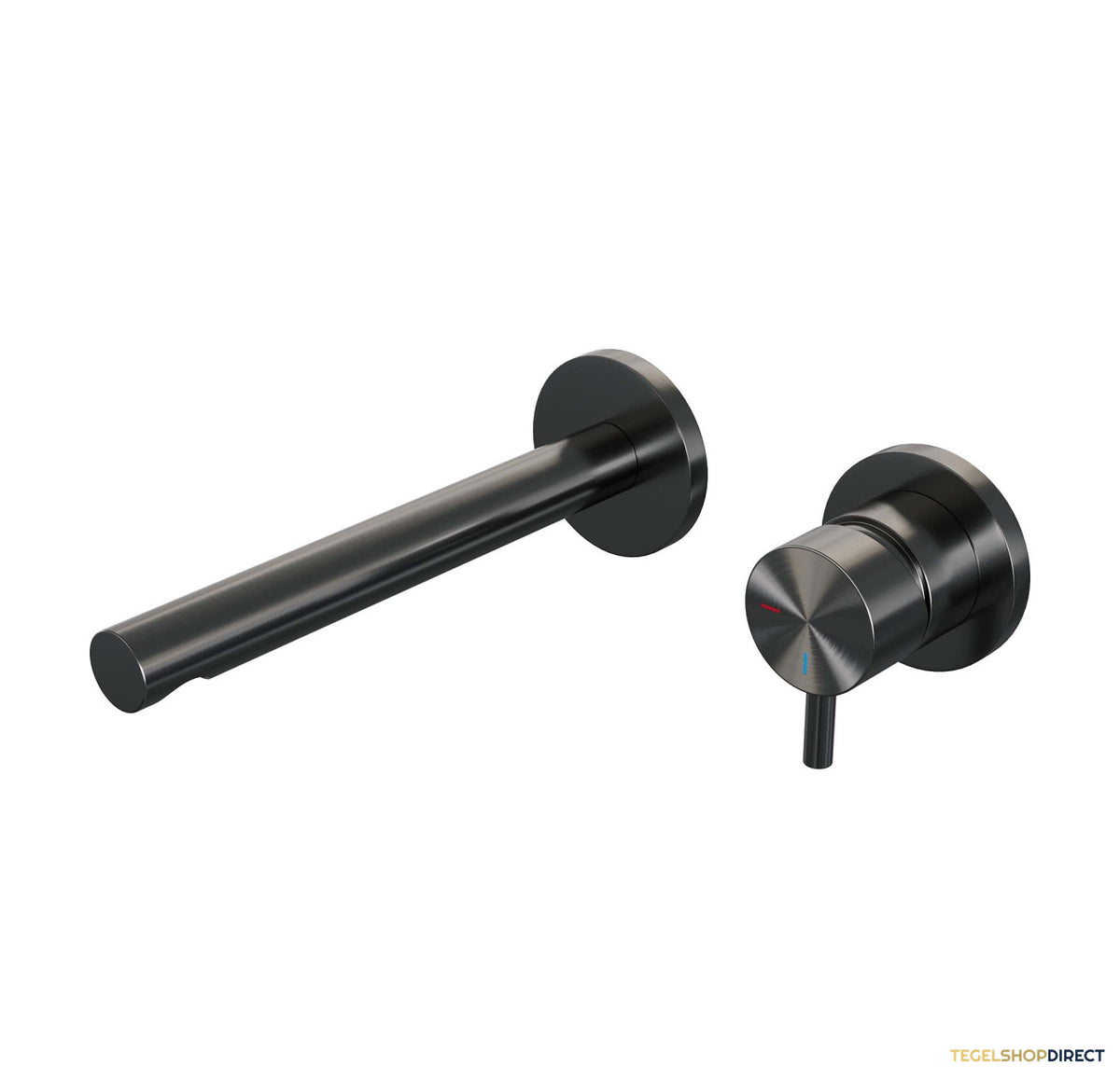 Inbouw Wastafelmengkraan Brauer Gunmetal Edition Coldstart Rechte Uitloop Korte Ronde Hendel Rechts Geborsteld Gunmetal PVD Met Rozetten