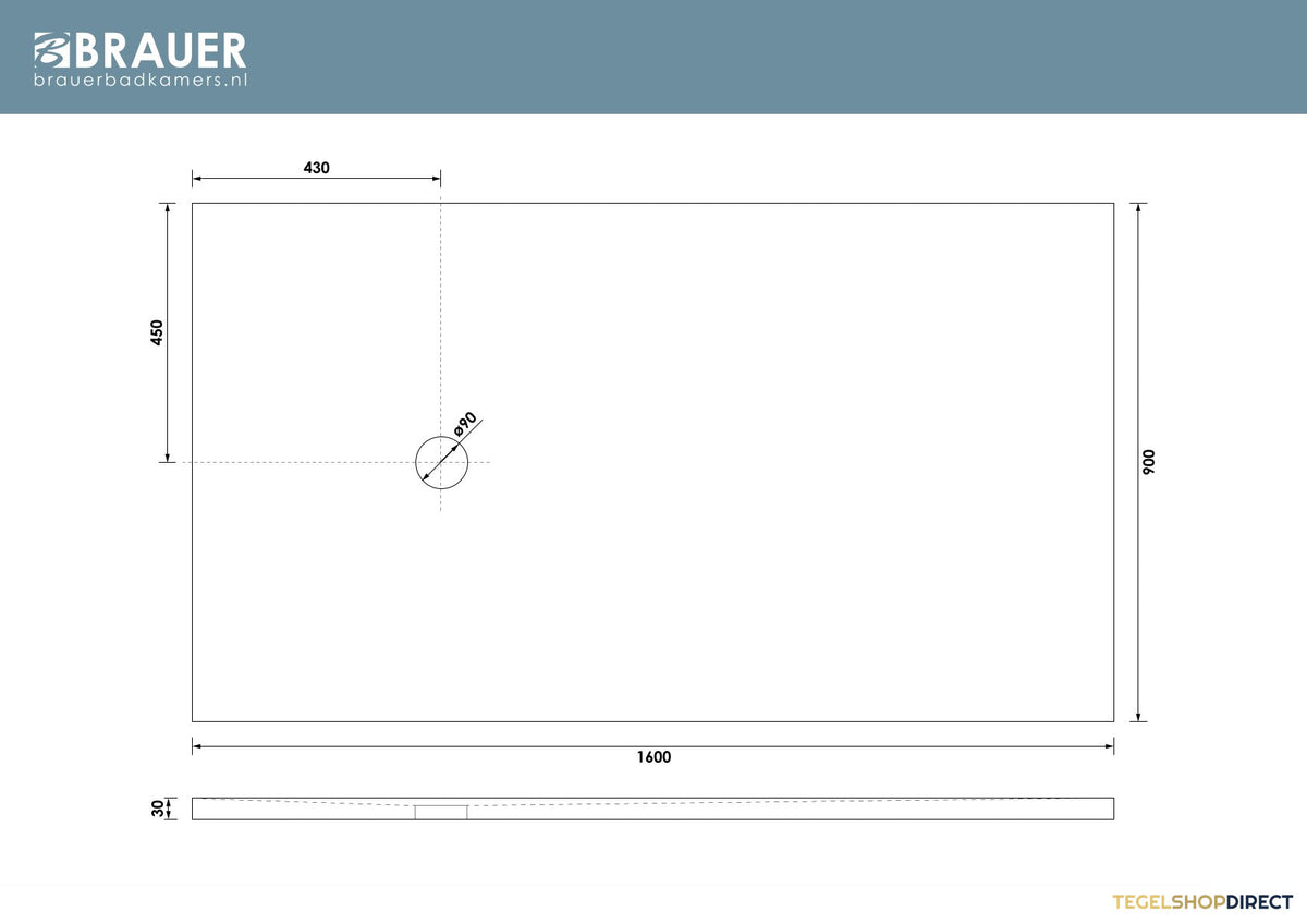 BRAUER Douchebak Asteroid 90x160 incl. antislip en antibacterieel mineraalmarmer mat wit – afbeelding 9