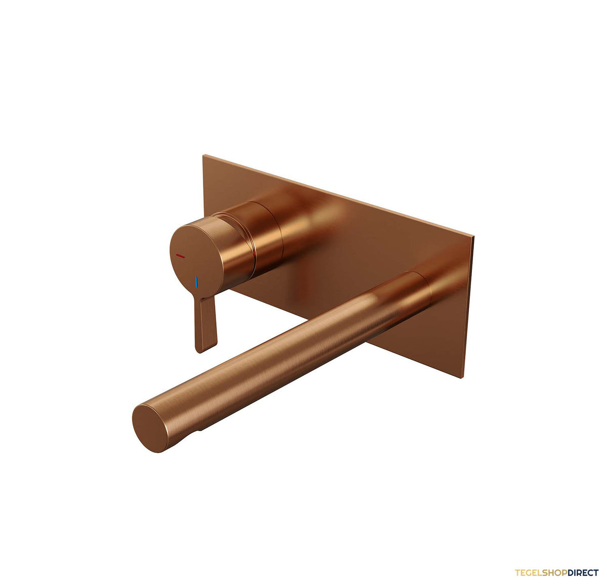 Inbouw Wastafelmengkraan Brauer Copper Edition Coldstart Rechte Uitloop Halfronde Hendel Links Geborsteld Koper PVD Met Afdekplaat
