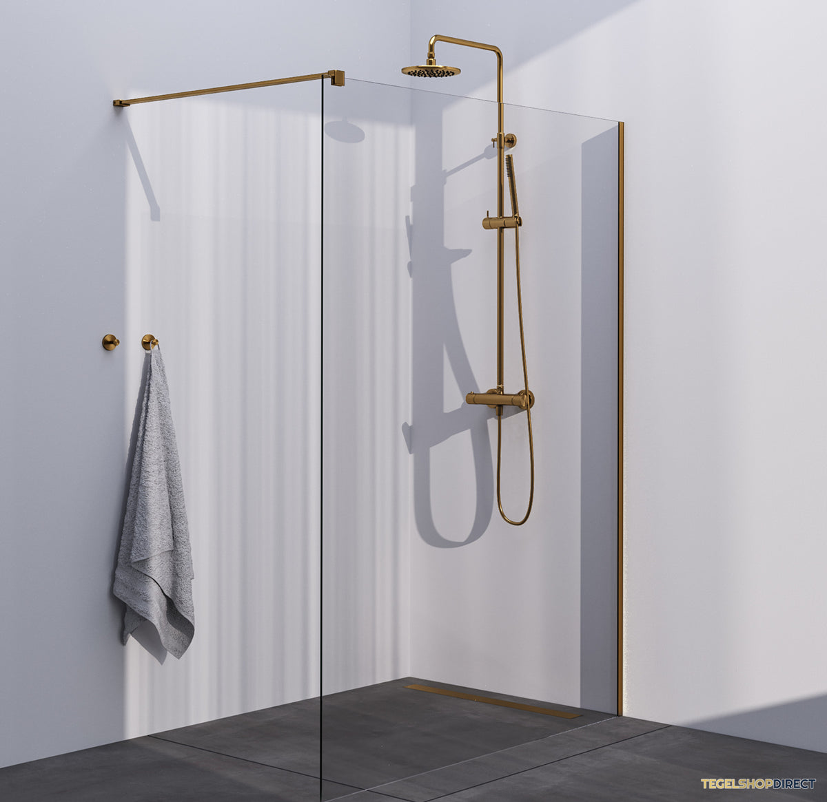 BRAUER Season inloopdouche model C helder glas 140x200 incl. glascoating goud geborsteld