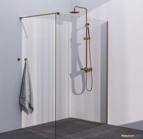 BRAUER Season inloopdouche model C helder glas 140x200 incl. glascoating goud geborsteld