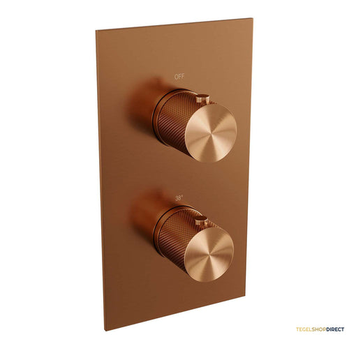 Inbouwthermostaat Compleet Brauer Copper Carving 3-weg Geborsteld Koper