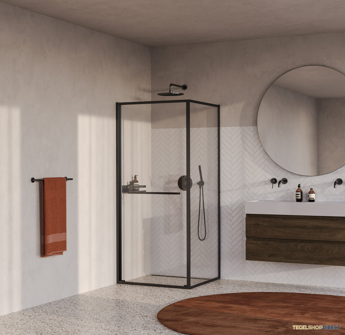 BRAUER Luminis Douchecabine 2-Delig Naar Binnen Draaiend 90x90x200 Omkeerbaar Helder Glas Incl. Glascoating PVD Gunmetal Geborsteld – afbeelding 2