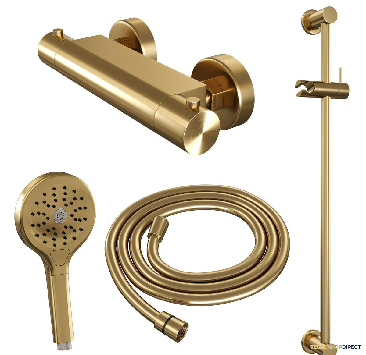 Douchekraanset Brauer Gold Edition Opbouw Met Glijstang En Ronde Handdouche Geborsteld Goud – afbeelding 3