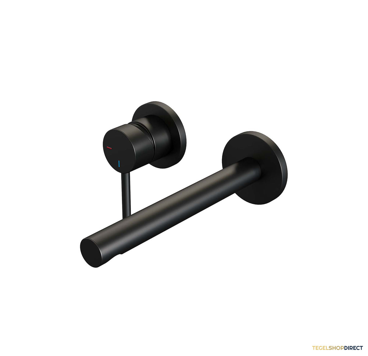 Inbouw Wastafelmengkraan Brauer Black Edition Coldstart Rechte Uitloop Ronde Hendel Links Mat Zwart Met Rozetten