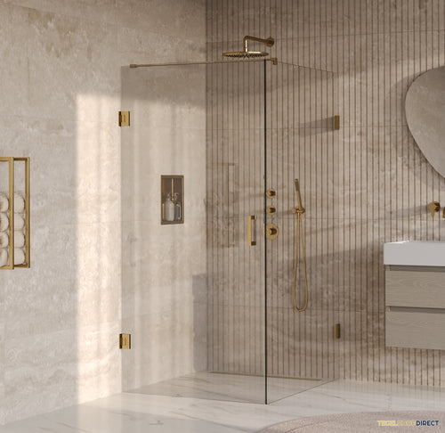 BRAUER Void douchecabine met draaideur helder glas 100x120x200 incl. glascoating PVD goud geborsteld