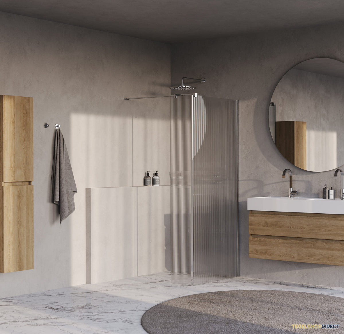 BRAUER Oblivion Flow inloopdouche helder ribbelglas 90x200 met zijwand 30 incl. glascoating chroom – afbeelding 2