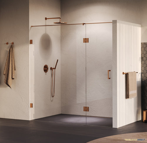 BRAUER Void nisdeur 2-delig helder glas 190x200 omkeerbaar met draaideur 70 aan glas incl. glascoating PVD koper