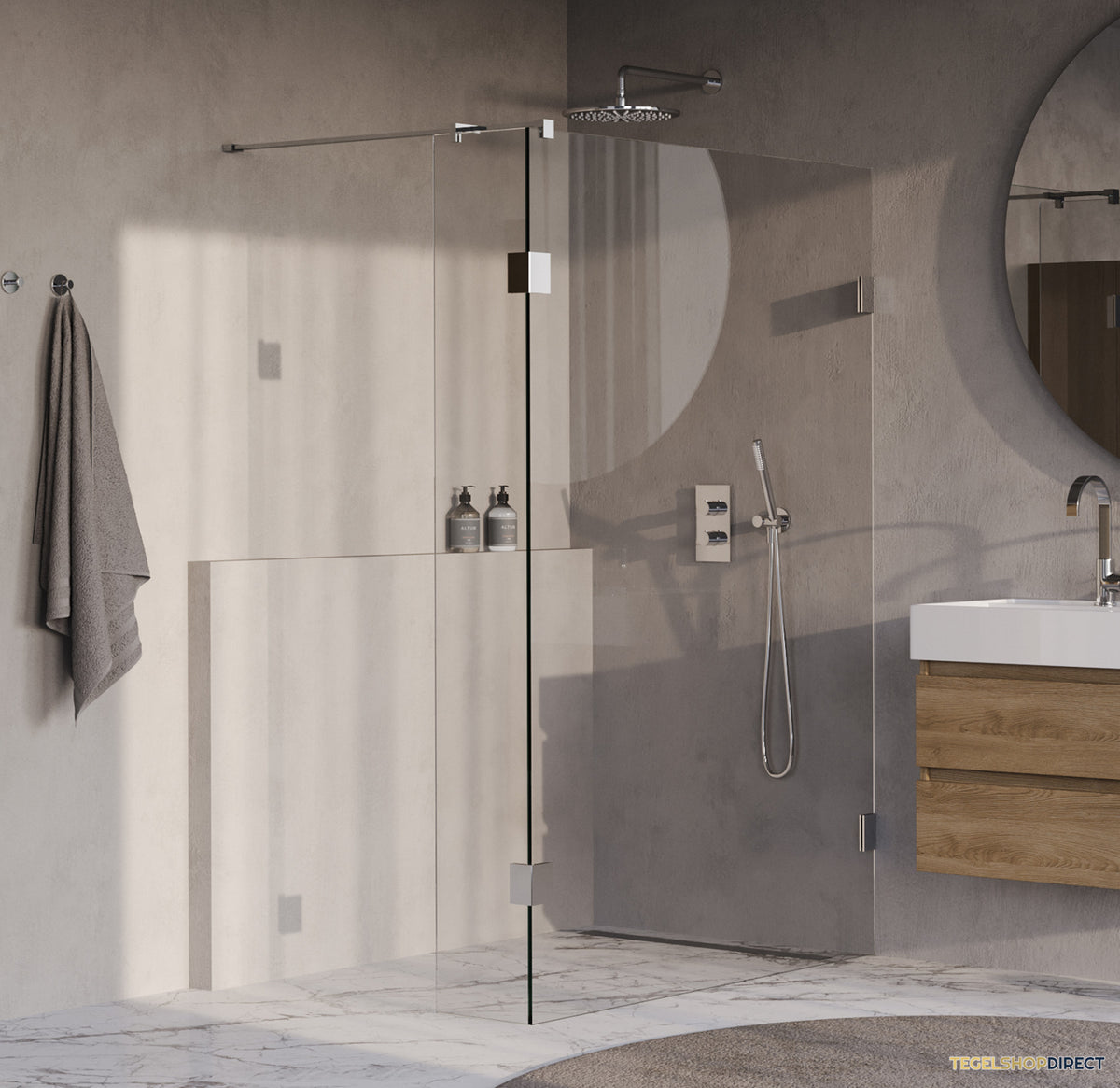 BRAUER Void inloopdouche helder glas 130x200 met 40 zijwand incl. glascoating chroom