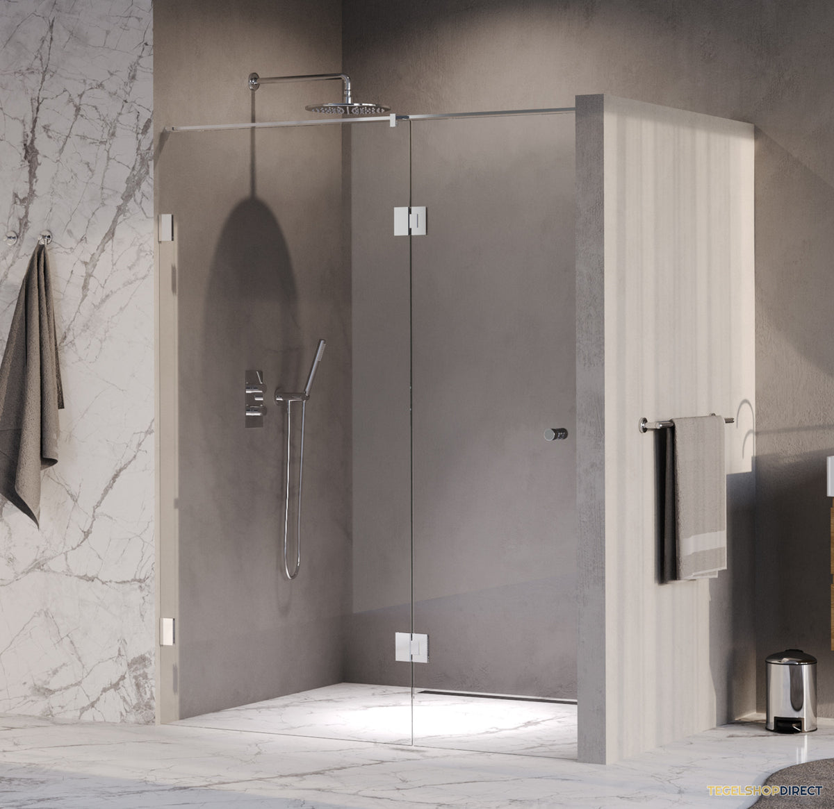 BRAUER Void Carving nisdeur 2-delig helder glas 150x200 omkeerbaar met draaideur 70 aan glas incl. glascoating chroom
