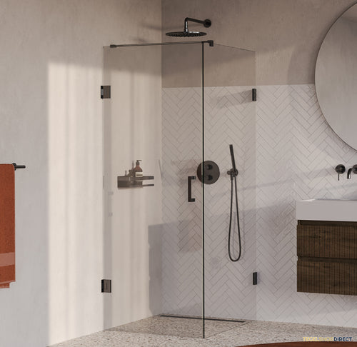 BRAUER Void douchecabine met draaideur helder glas 90x100x200 incl. glascoating PVD gunmetal geborsteld