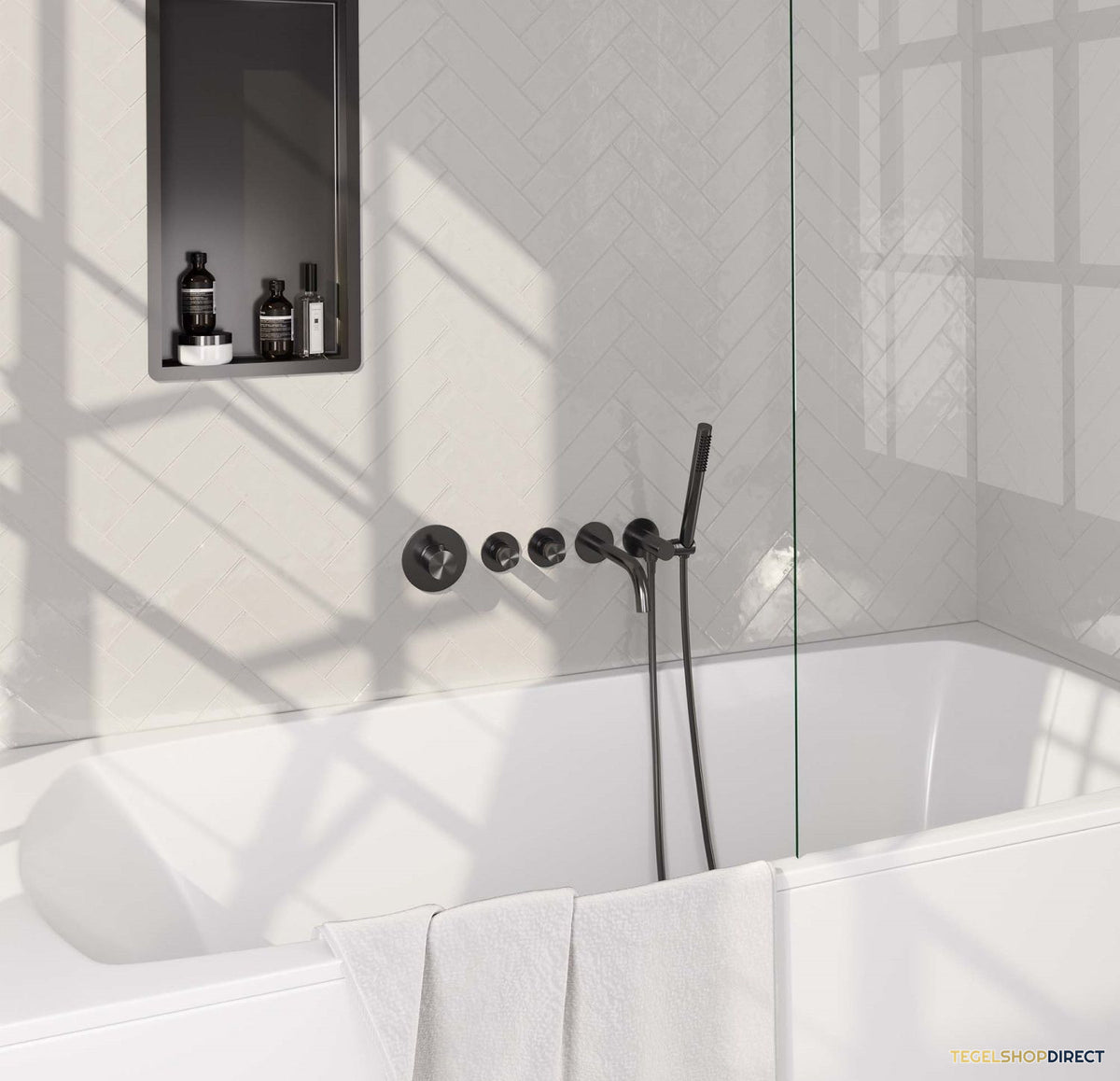 Inbouwthermostaatset Brauer Gunmetal Edition Incl Baduitloop en Staafhanddouche Messing Gunmetal