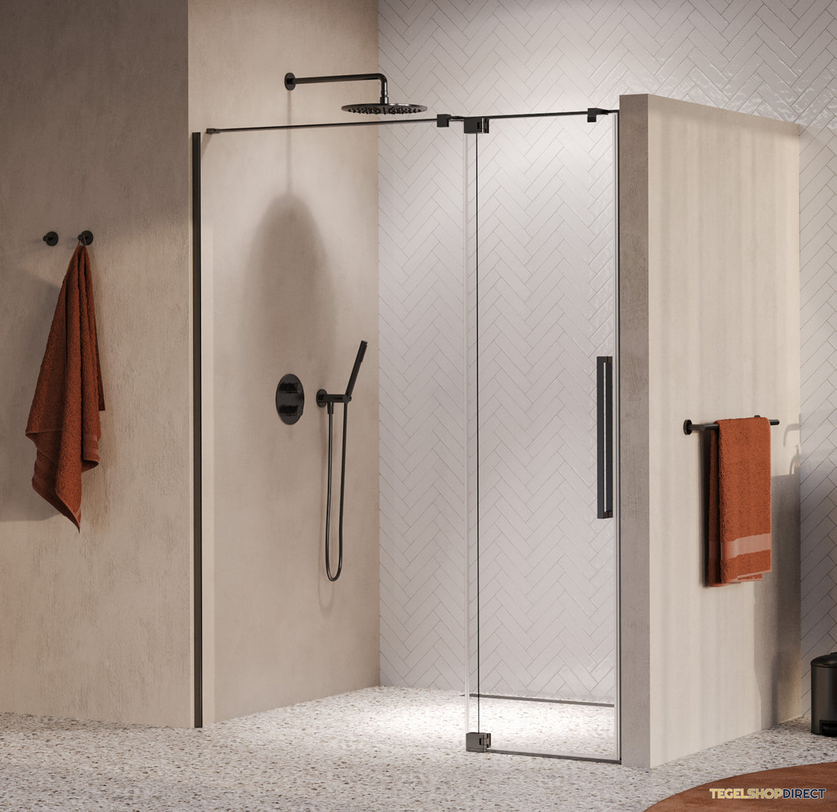 BRAUER Stellar nisdeur 2-delig draaiend helder glas 160x200 omkeerbaar incl. glascoating PVD gunmetal geborsteld