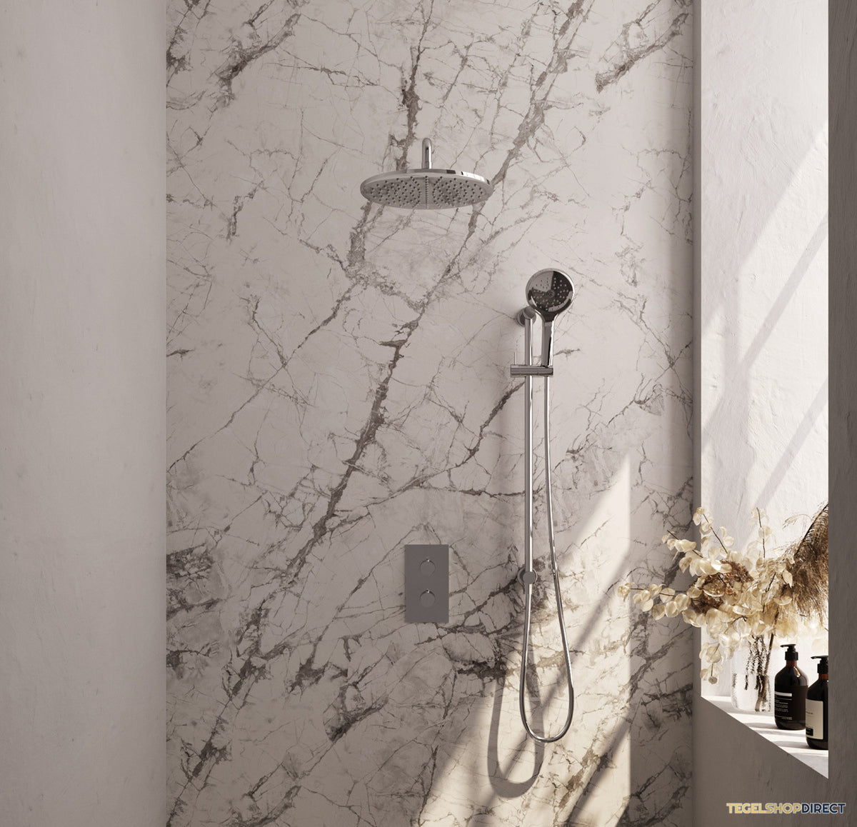 Inbouw Regendouche Set Brauer Chrome Edition Gebogen Wanduitloop Ronde Hoofddouche 30 cm Met Glijstang en Handdouche 3 Standen