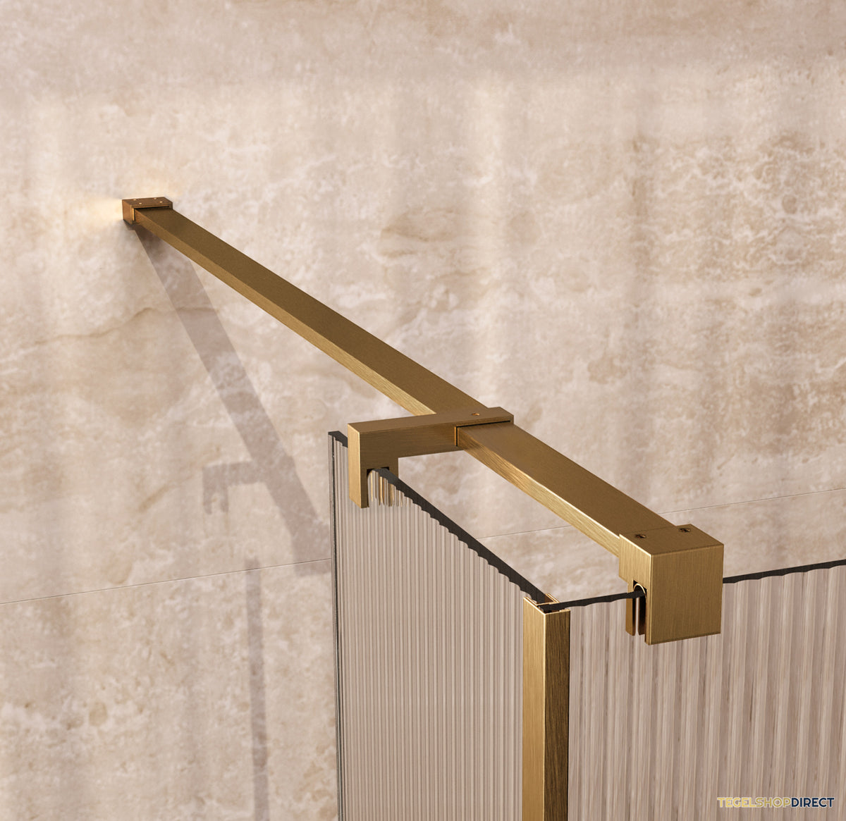 BRAUER Oblivion Flow inloopdouche helder ribbelglas 120x200 met zijwand 30 incl. glascoating Geborsteld Goud PVD – afbeelding 4
