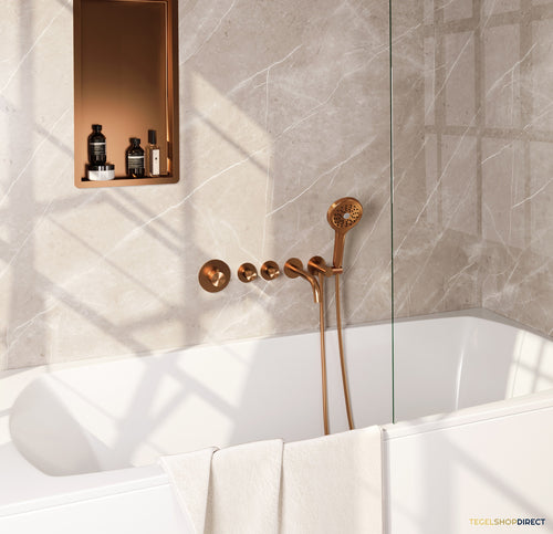 Inbouwthermostaatset Brauer Copper Carving Incl Baduitloop en 3 Standen Handdouche Koper