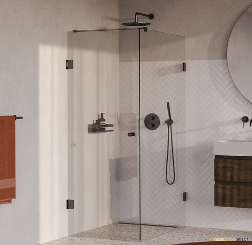 BRAUER Void Carving douchecabine met draaideur helder glas 80x120x200 incl. glascoating PVD gunmetal geborsteld