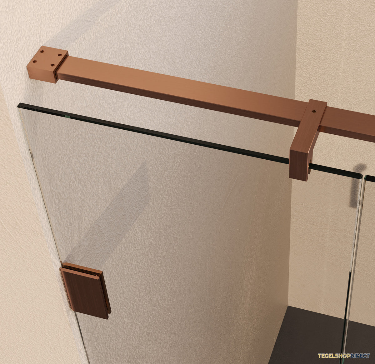 BRAUER Void nisdeur 2-delig helder glas 150x200 omkeerbaar met draaideur 70 aan muur incl. glascoating PVD koper – afbeelding 4