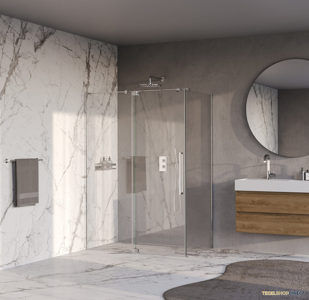 BRAUER Stellar douchecabine met draaideur helder glas 140x90x200 omkeerbaar incl. glascoating chroom – afbeelding 2