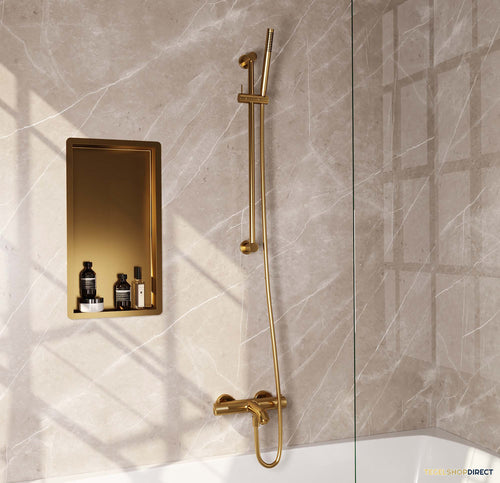 Opbouwset Bad- en Douchekraan Brauer Carving Thermostatisch Geborsteld Goud (Alle Opties)